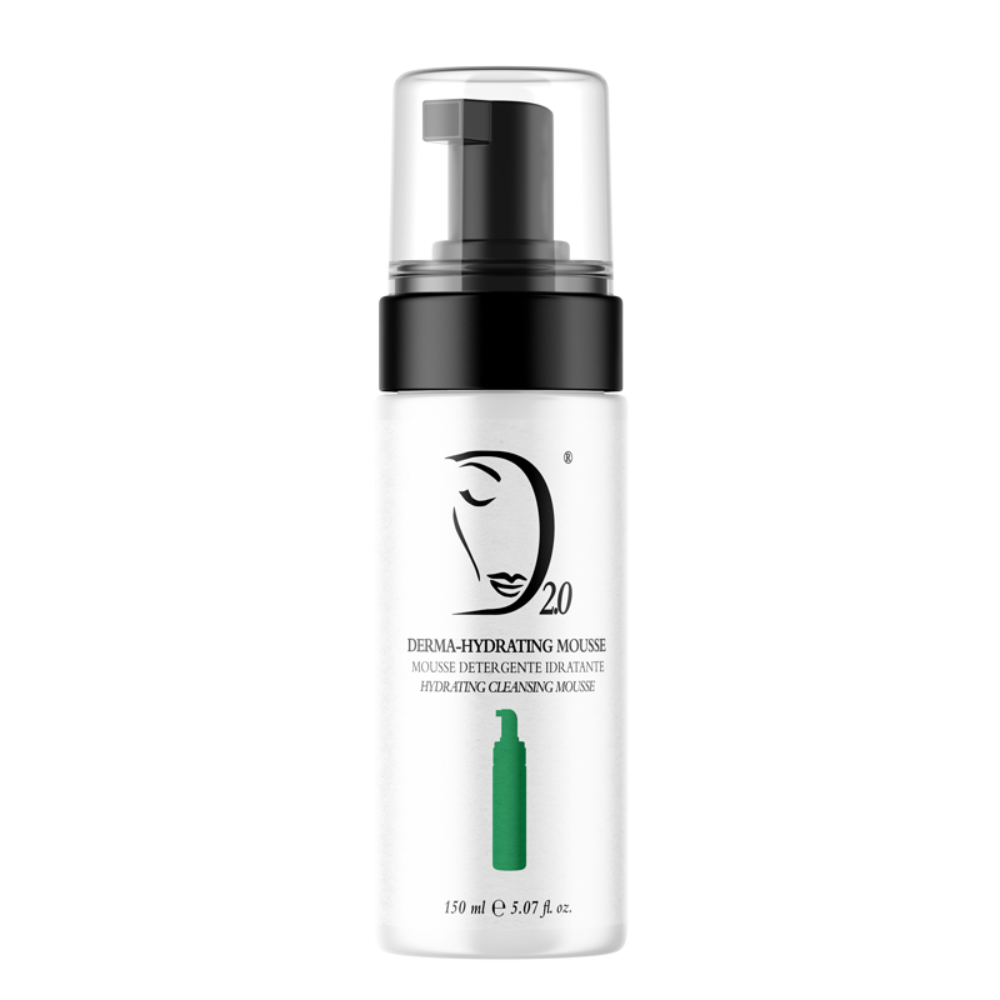 a hero product photo of Derma Hydrating Mousse in a foam pump bottle on a whilte background