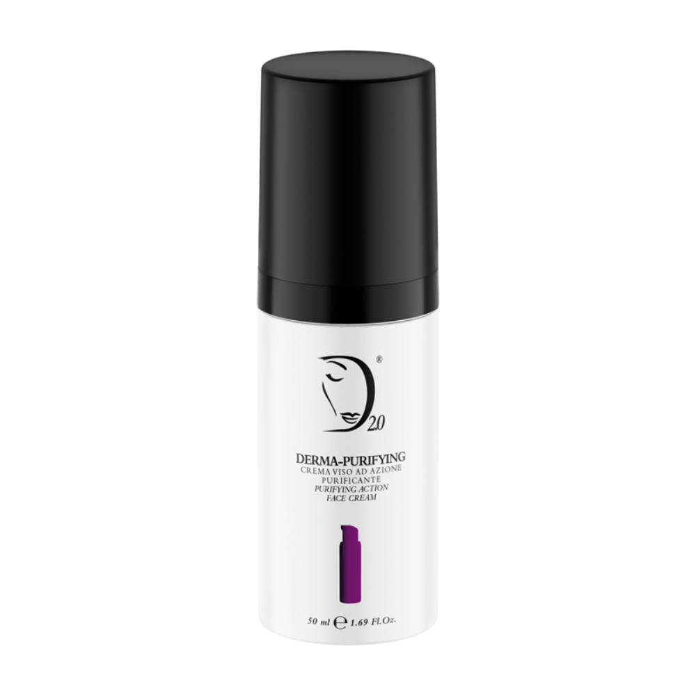 a hero product photo of Derma Purifying Face Cream in a bottle on a whilte background