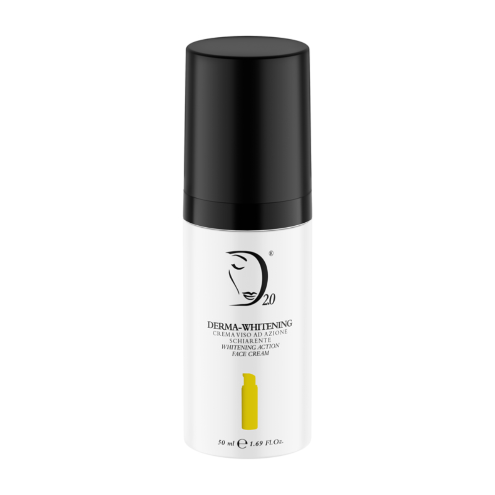 a hero product photo of Derma Whitening Face Cream in a bottle on a whilte background