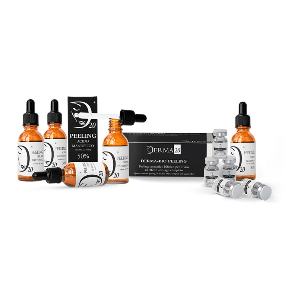 collection of Derma 2.0 chemical peel vials to showcase the product range