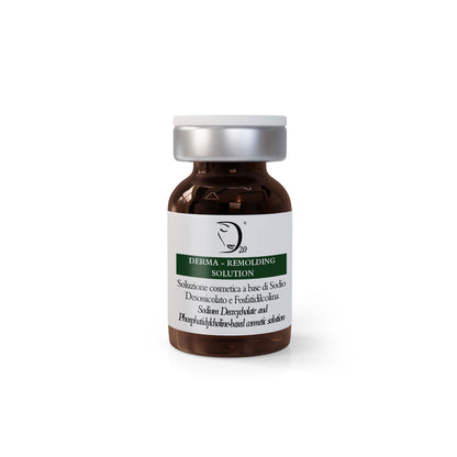 Vial labeled 'Derma Remolding Solution' on a white background