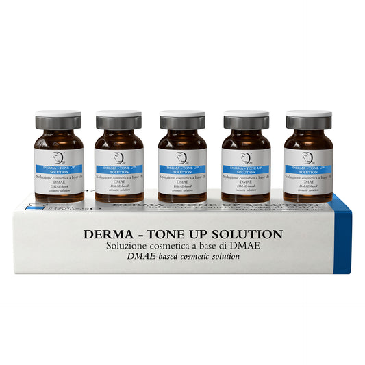 Set of Derma-Tone Up Solution vials on a white background